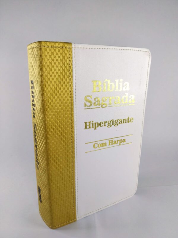 Bíblia Sagrada Hipergigante Harpa Branca e Dourado