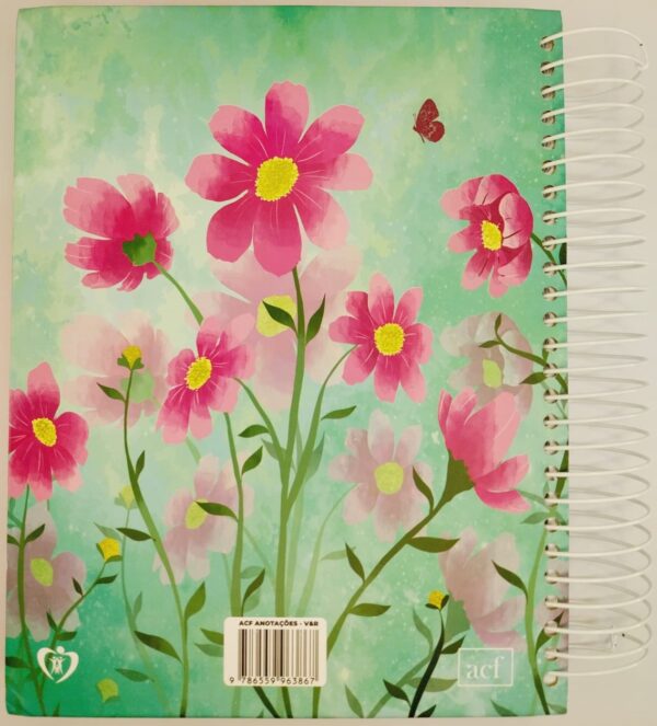Bíblia em espiral capa rosa com flores